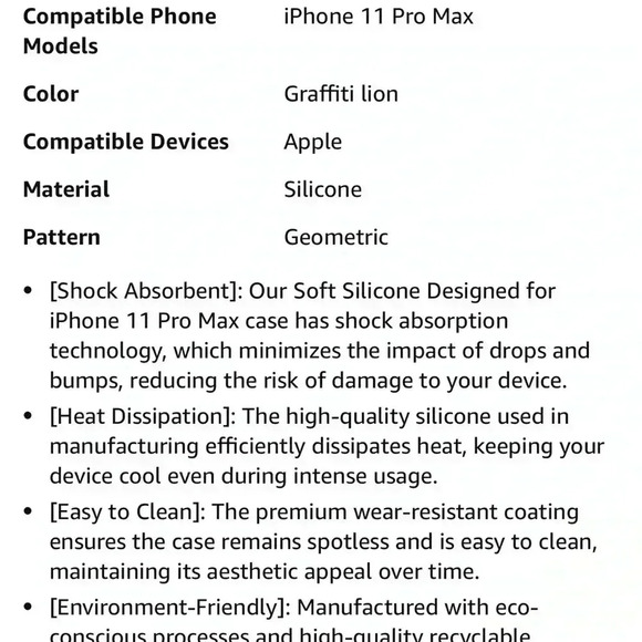 Mobilius IPhone 11 Pro Max shockproof case in a Graffiti lion style. New in box. - Picture 3 of 5